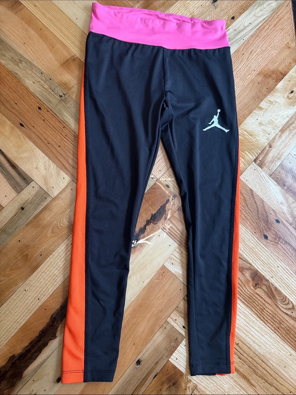 Nike Jordan Kids' Black Track Pants & Leggings Set with Orange & Pink Accents - Picture 3 of 11